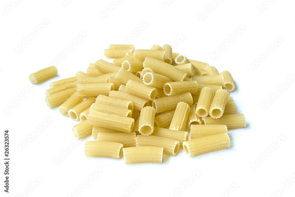 Pile of pasta pieces isolated over white Pile of pasta pieces isolated over white