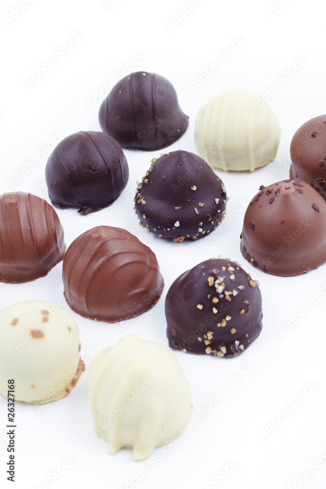 A collection of mixed chocolates and truffles A collection of mixed chocolates and truffles