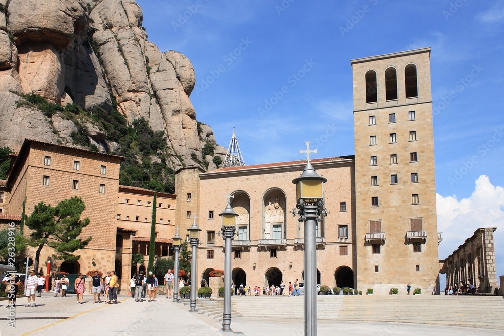 Montserrat monastery facade, Catalonia, Spain