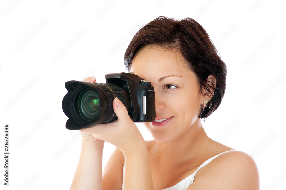 Young girl with DSLR