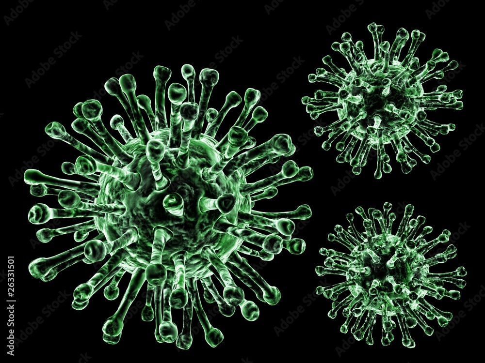 Virus illustration on black background