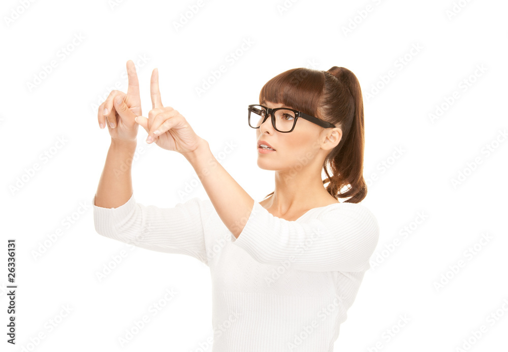 businesswoman working with something imaginary businesswoman working with something imaginary