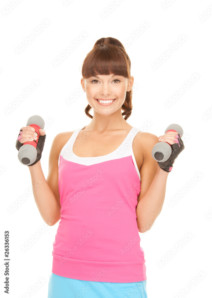 fitness instructor with dumbbells fitness instructor with dumbbells