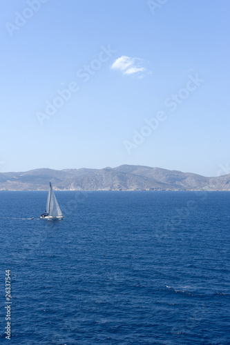 Sailing yatch in the wind