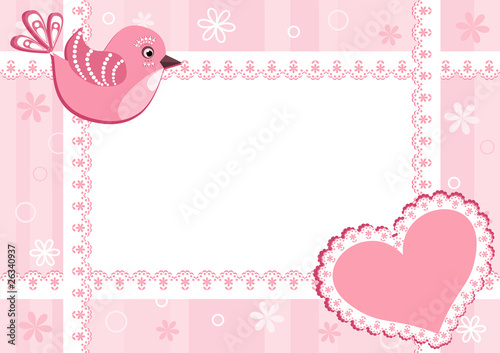 Baby photo frame with bird.