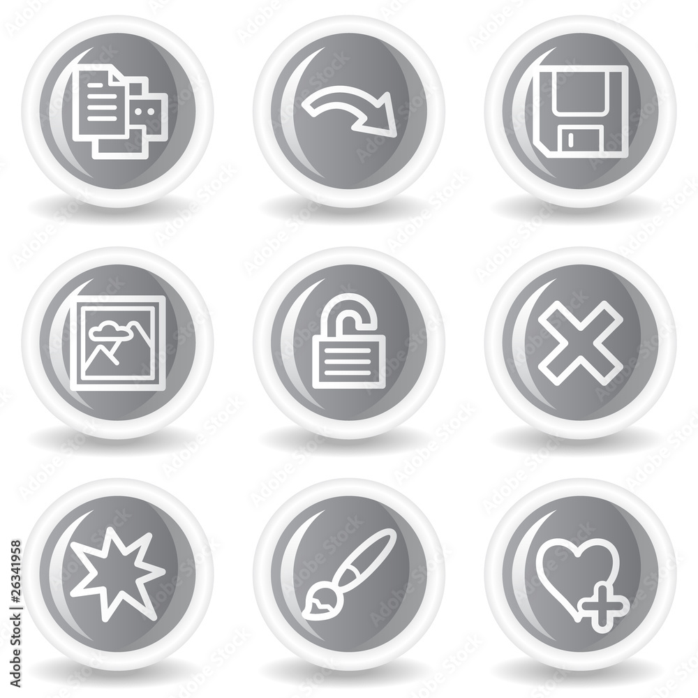 Image viewer web icons set 2, circle grey glossy buttons Image viewer web icons set 2, circle grey glossy buttons