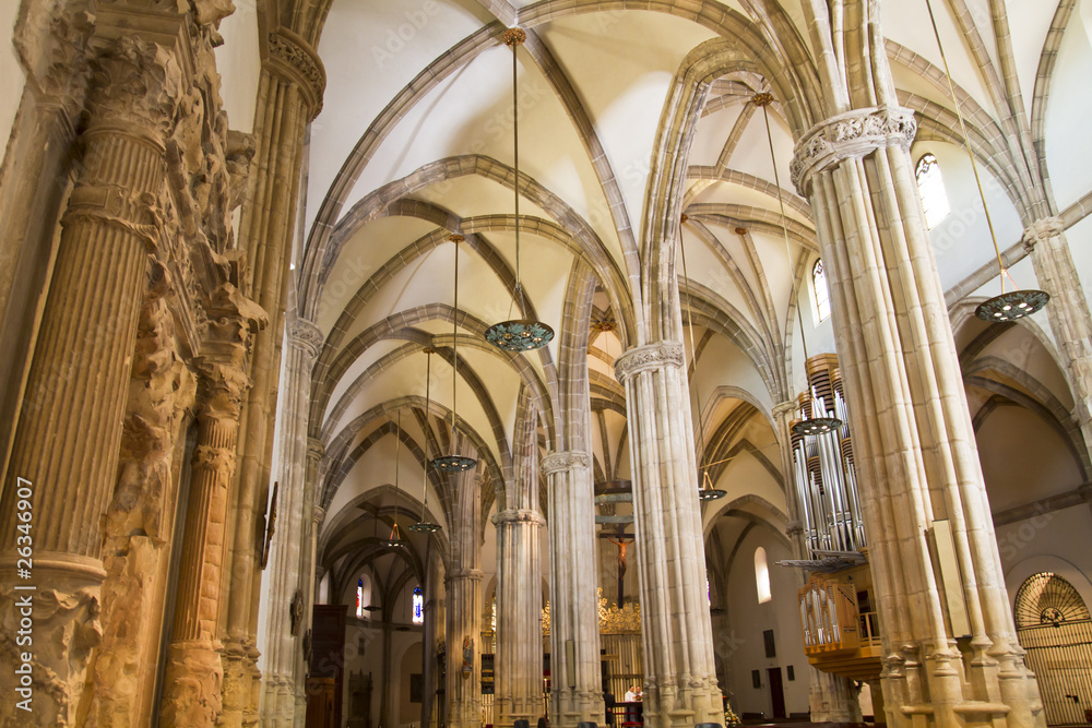 Cathedral nave, a space with Gothic-style columns