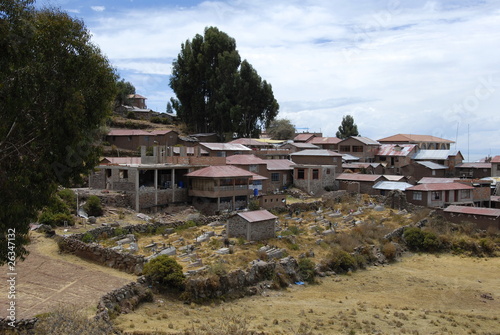 A view on a village and cemetery, Taquile island