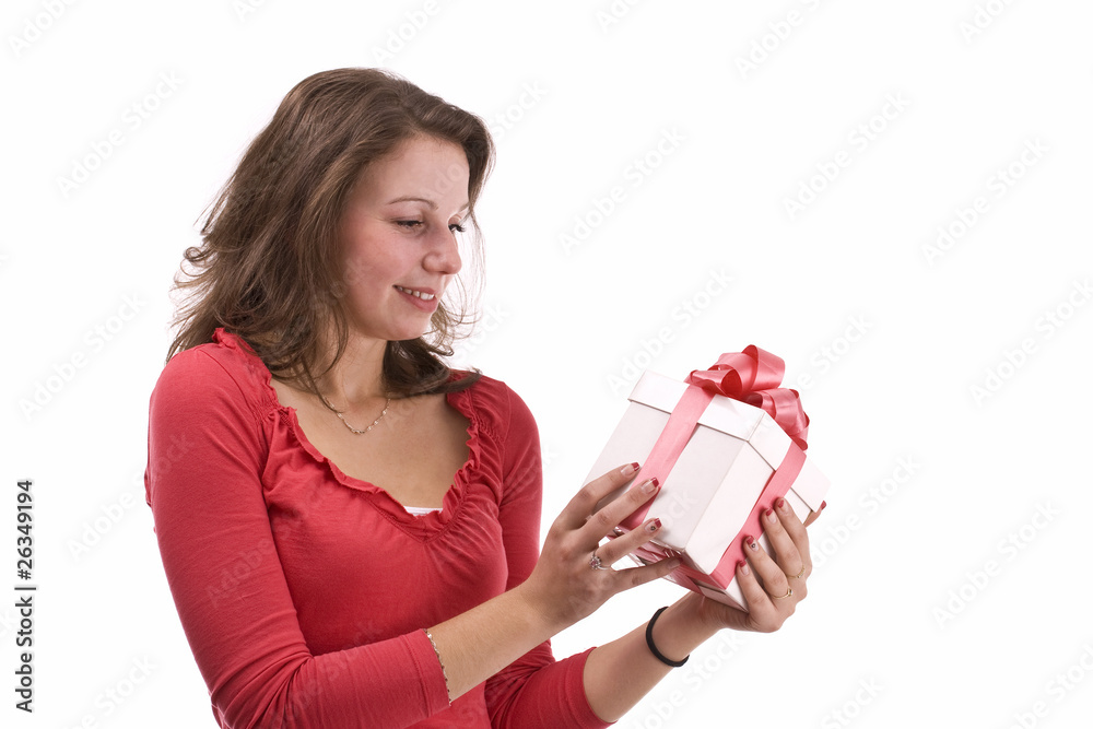 Girl holding a gift Girl holding a gift