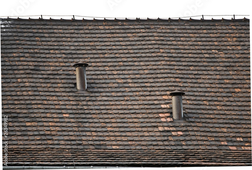Graifczny obraz kominów miejskich na dachu