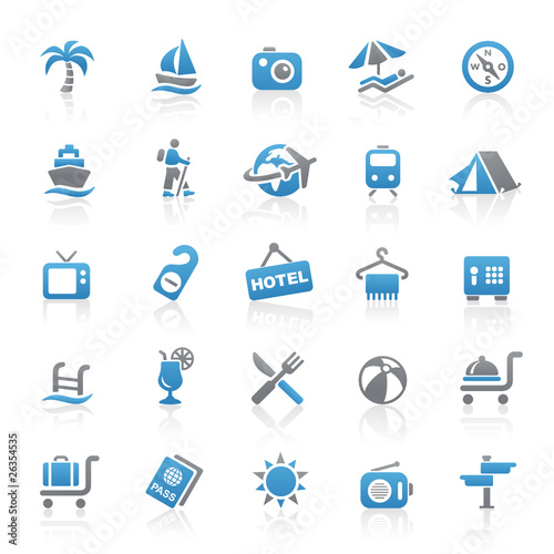 Blue Gray Web Icons - Summer and Vacation - Set 8