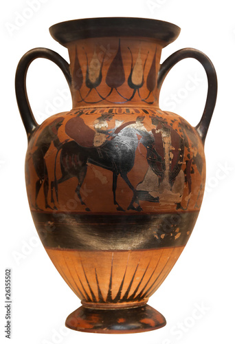 Ancient greek vase isolated on white