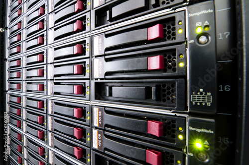 Row of hard drives