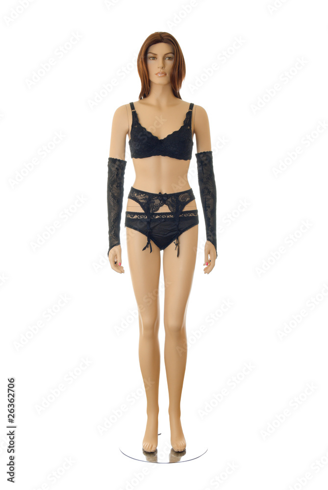 Mannequin in goth underwear, Isolated Stock Photo