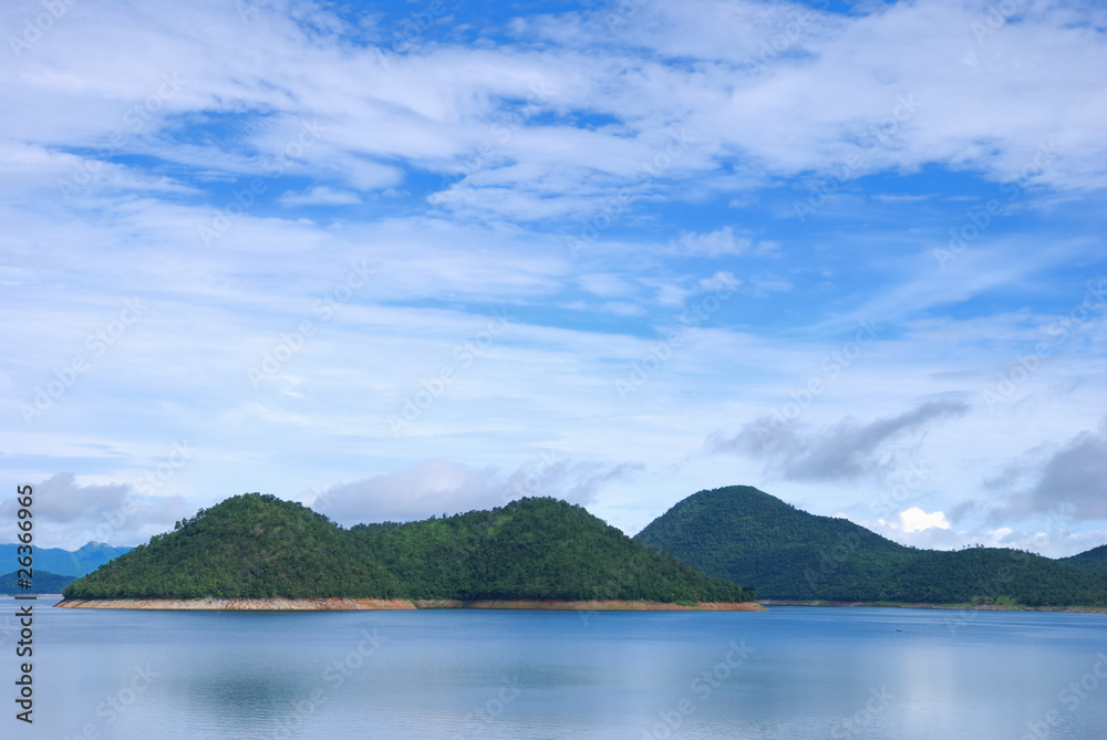 Scenic point of the dam with brighten sky Scenic point of the dam with brighten sky