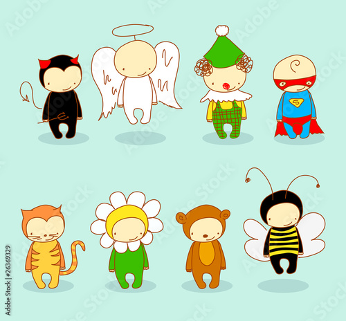 Cute kids in different costumes