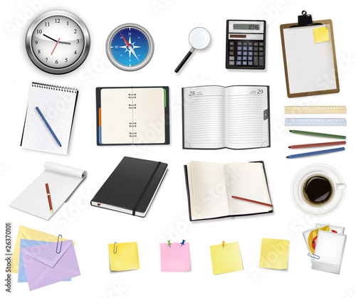 Some office supplies. Vector.