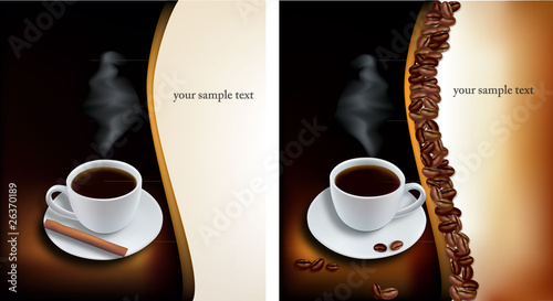 Two design coffee backgrounds. Vector.
