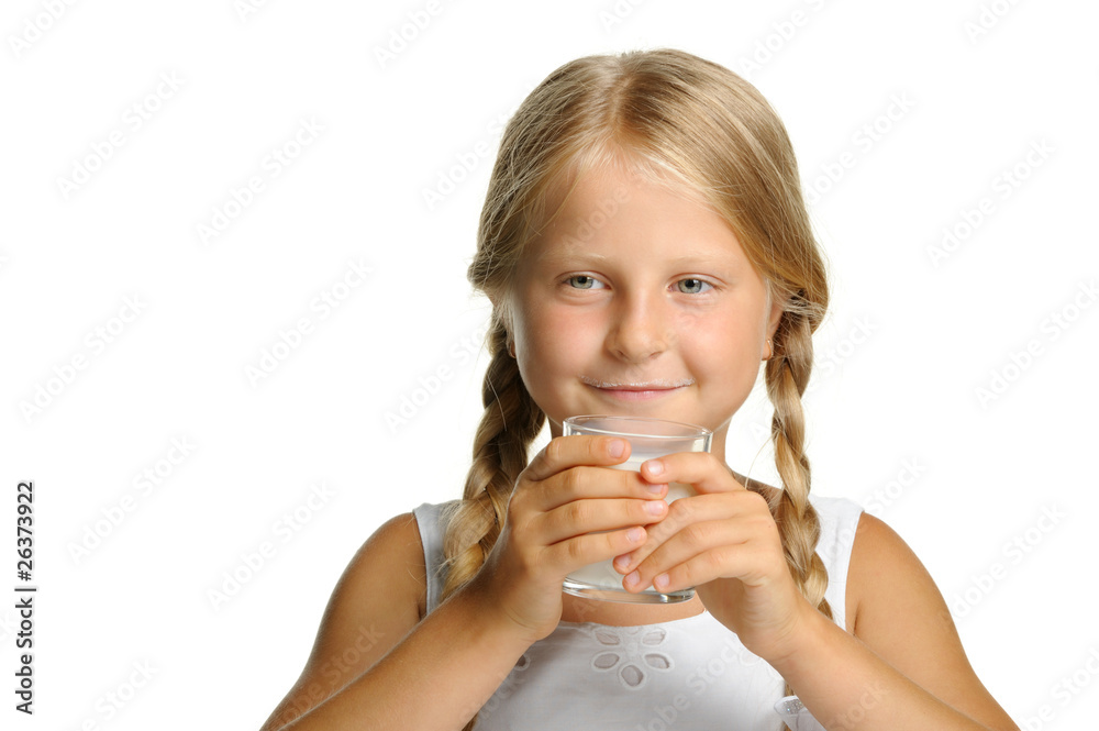 The pretty girl with a glass of milk The pretty girl with a glass of milk