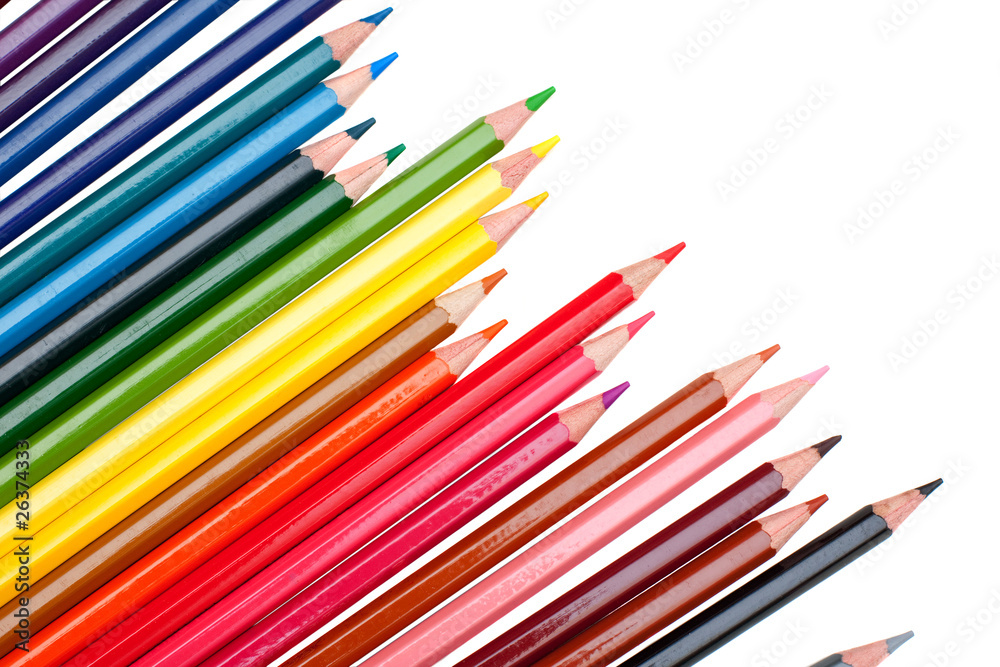Fototapeta premium Color pencils on the white background