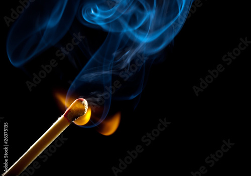 Ignition of match with smoke
