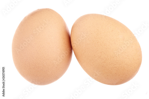 Two Eggs, completely isolated on white background