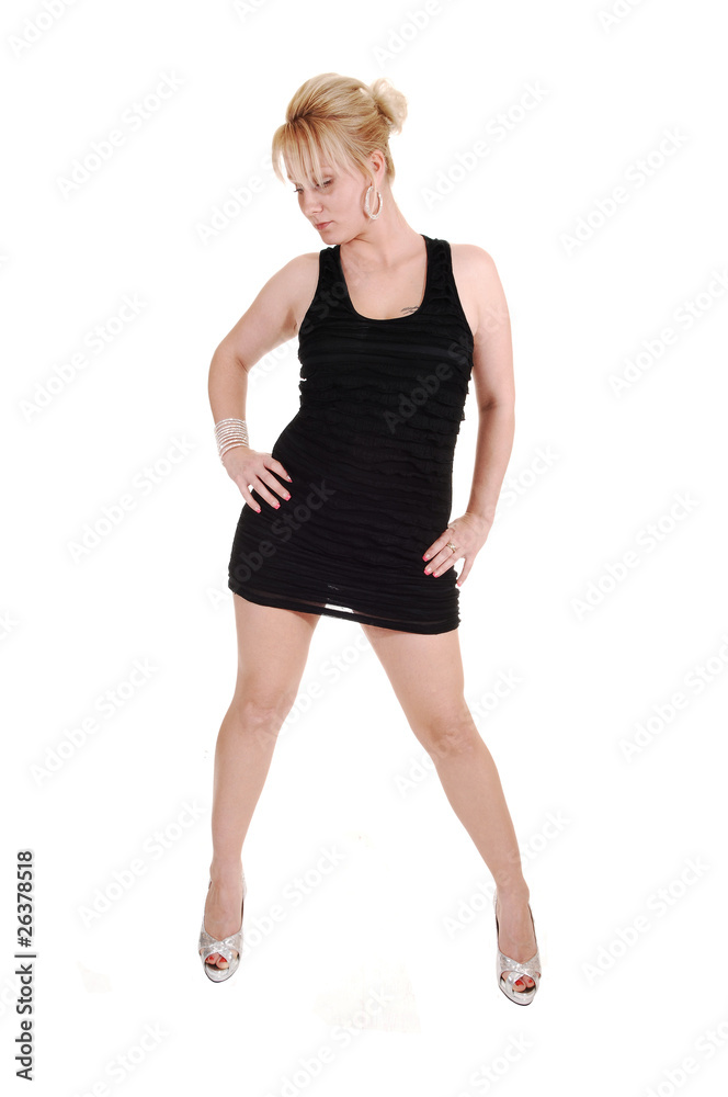 Fototapeta premium Girl in black dress.