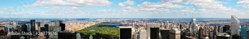 Panoramic skyline of New York City north from midtown.