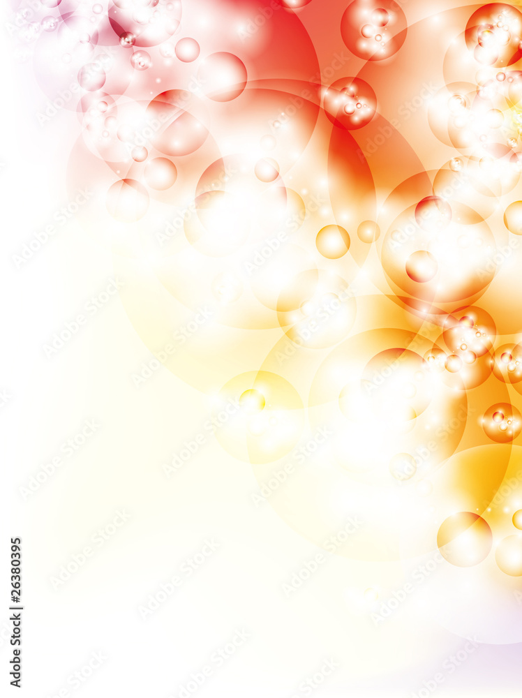 Space bubbles glowing in yellow and red