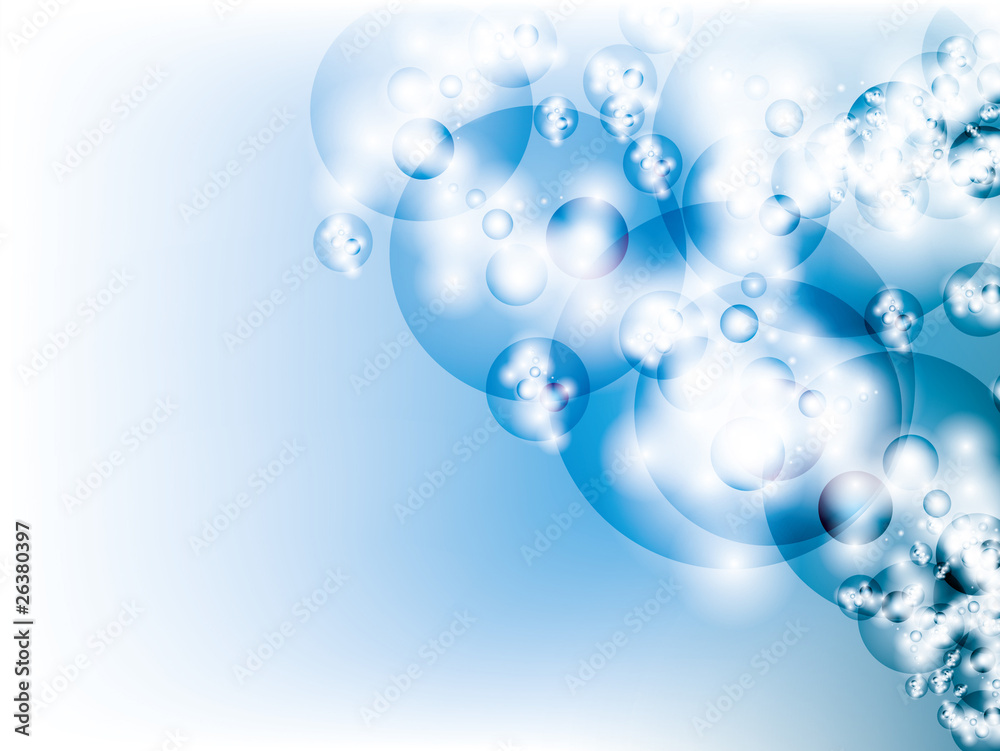 Space bubbles glowing on blue and pink