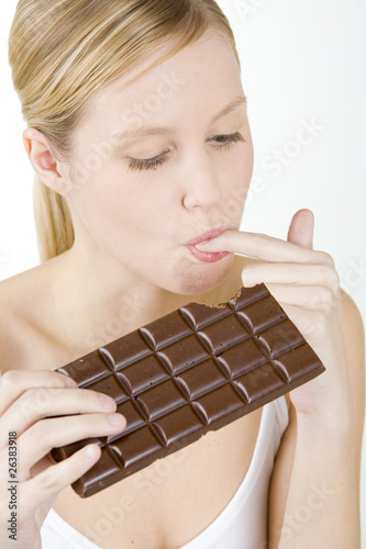 portrait of woman with chocolate