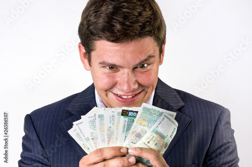 Business man with an evil grin on his face