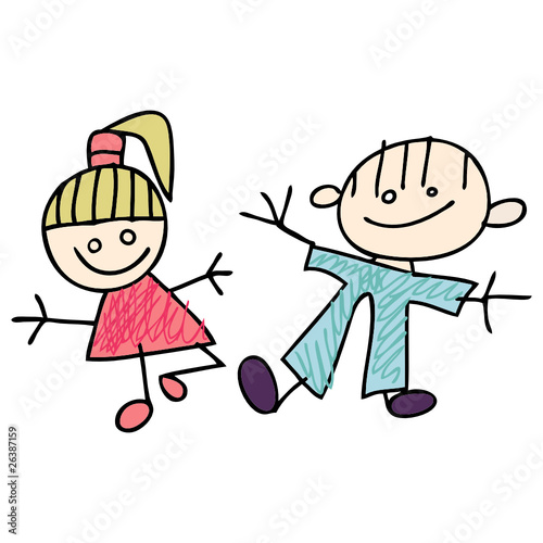 Girl and Boy kids doodles