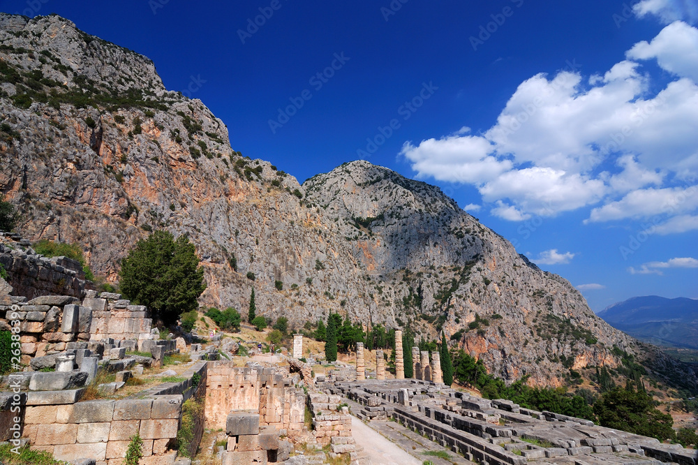 Delphi ancient ruins, Parnassus mountains, Greece