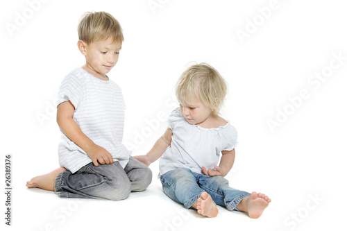 studio shot of brother and sister