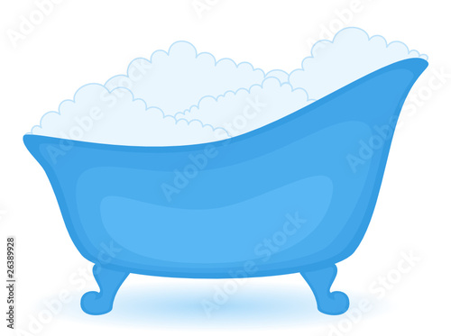 blue bath in isolated on white background