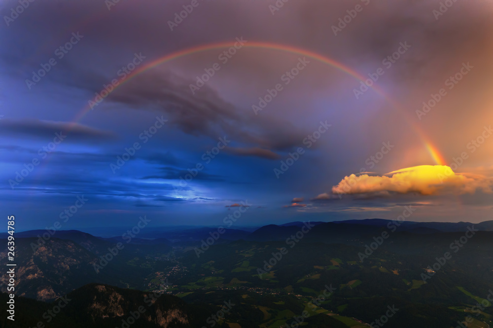Austria Alps with rainbow