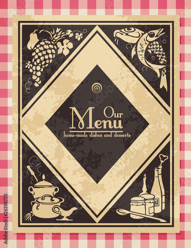 vintage menu or cover for a cookbook - grunge removable photo