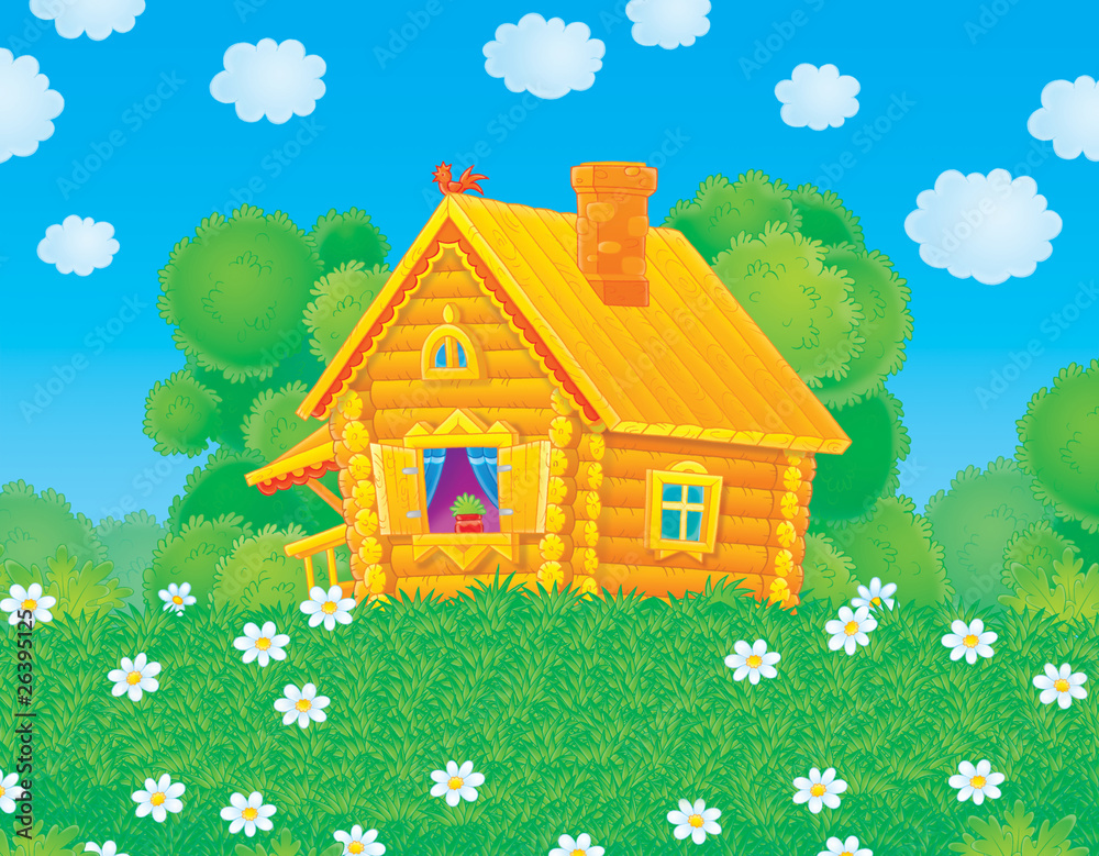 Rustic home standing on a green glade Rustic home standing on a green glade