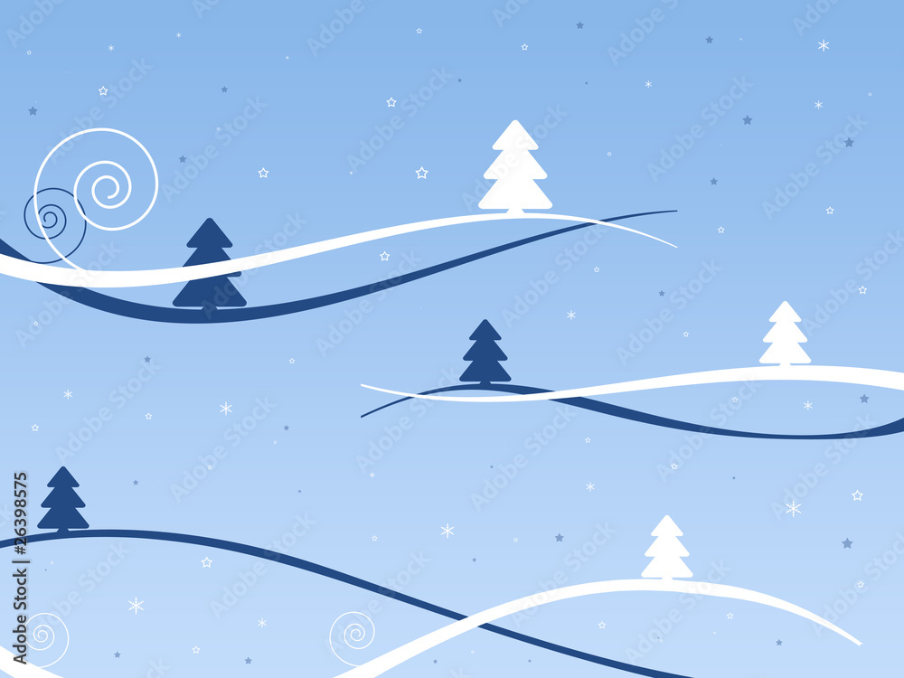 Fototapeta premium Weihnachtslandschaft blau