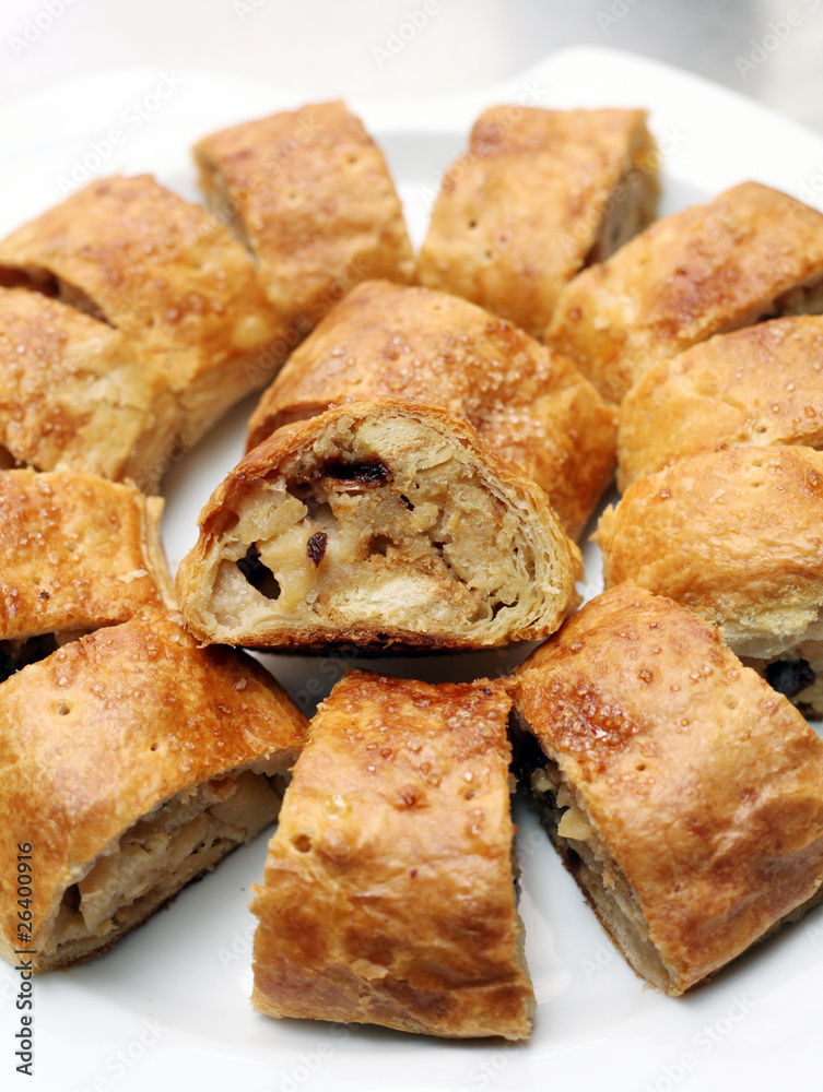 Apfelstrudel, stroodle or apple strudel cake pastry bakery Apfelstrudel, stroodle or apple strudel cake pastry bakery
