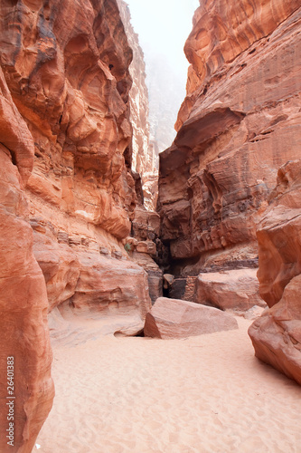 Eroded cliff of Khazali canyon in Wadi Rum