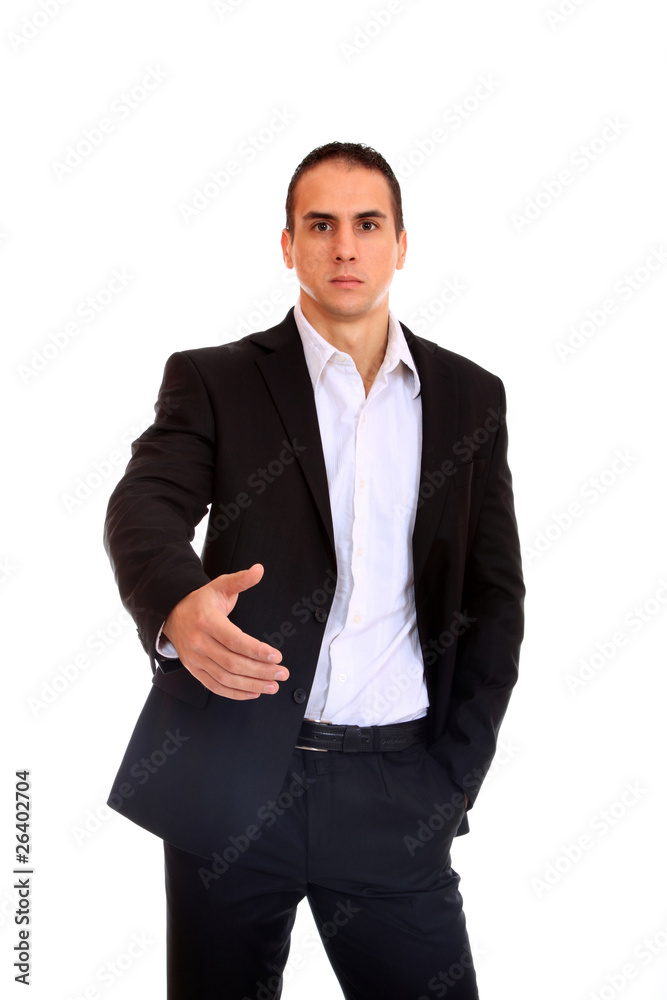 A business man with an open hand