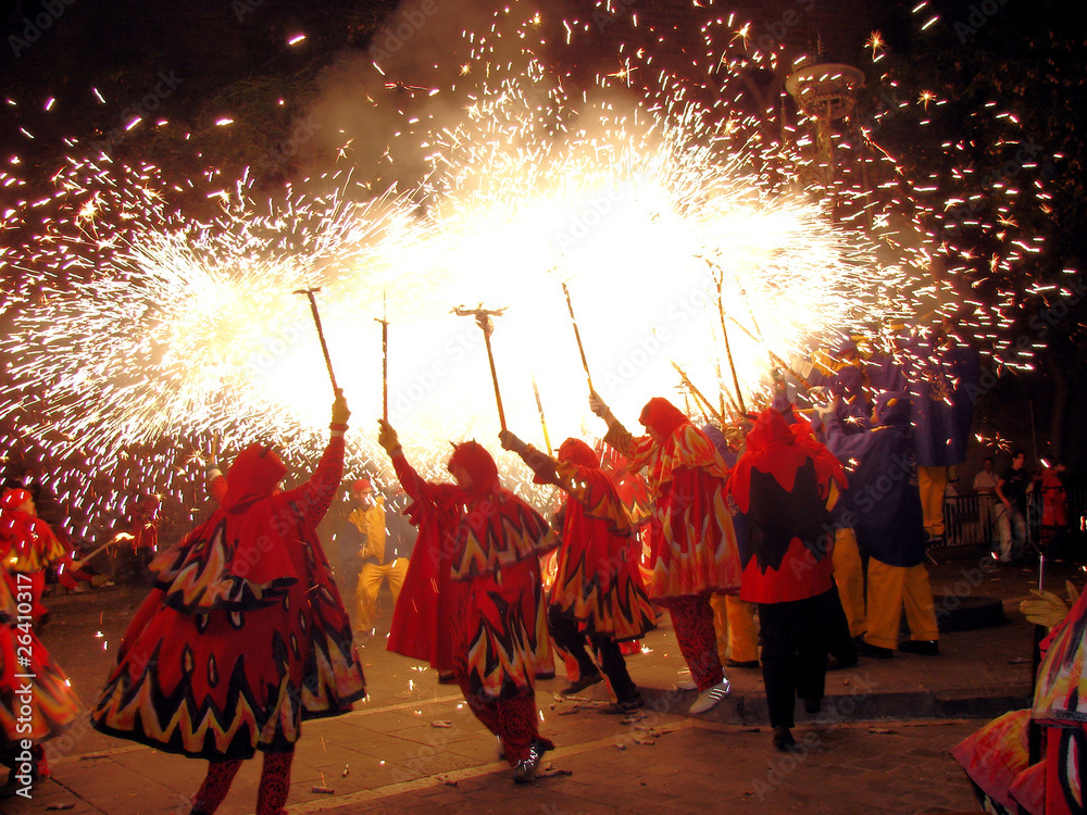 Fototapeta premium Carrefoc at the Merce Fiesta, Barcelona, Spain