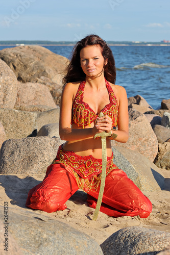 Woman dancing with sabre photo