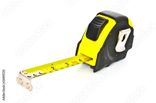 Black and yellow Tapemeasure on white Background