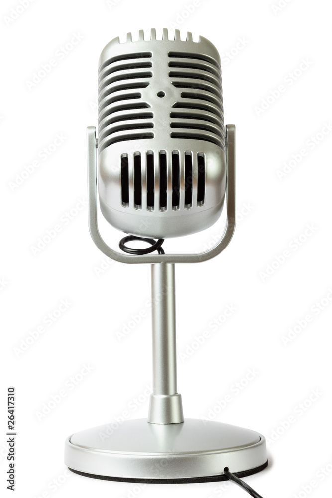 plastic studio microphone metallic color on pedestal