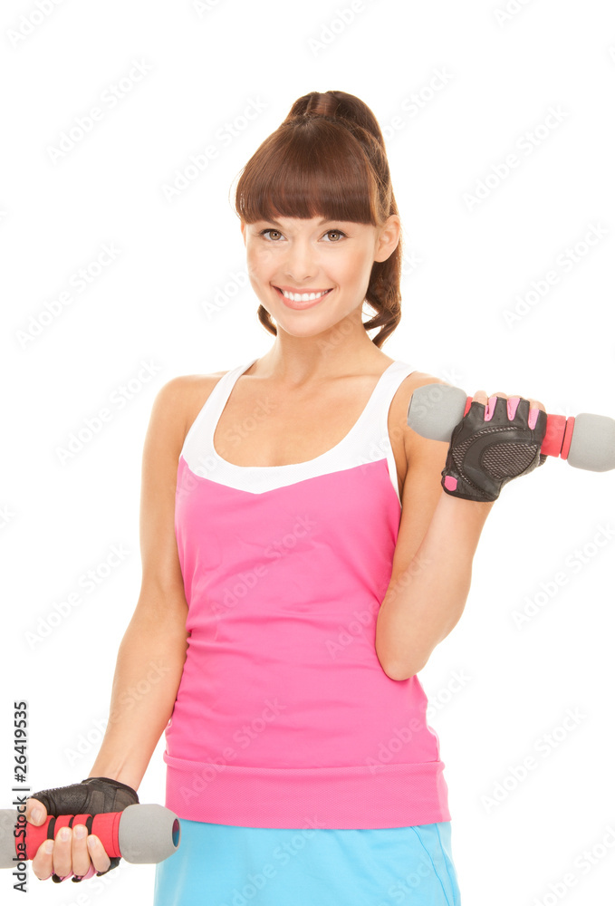 fitness instructor with dumbbells fitness instructor with dumbbells