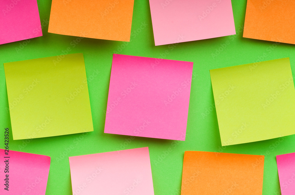 Reminder notes on the bright colorful paper Reminder notes on the bright colorful paper