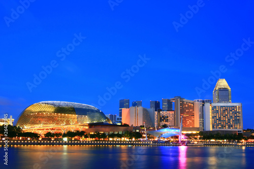 Photography Esplanade Singapore skyscrapers at dusk